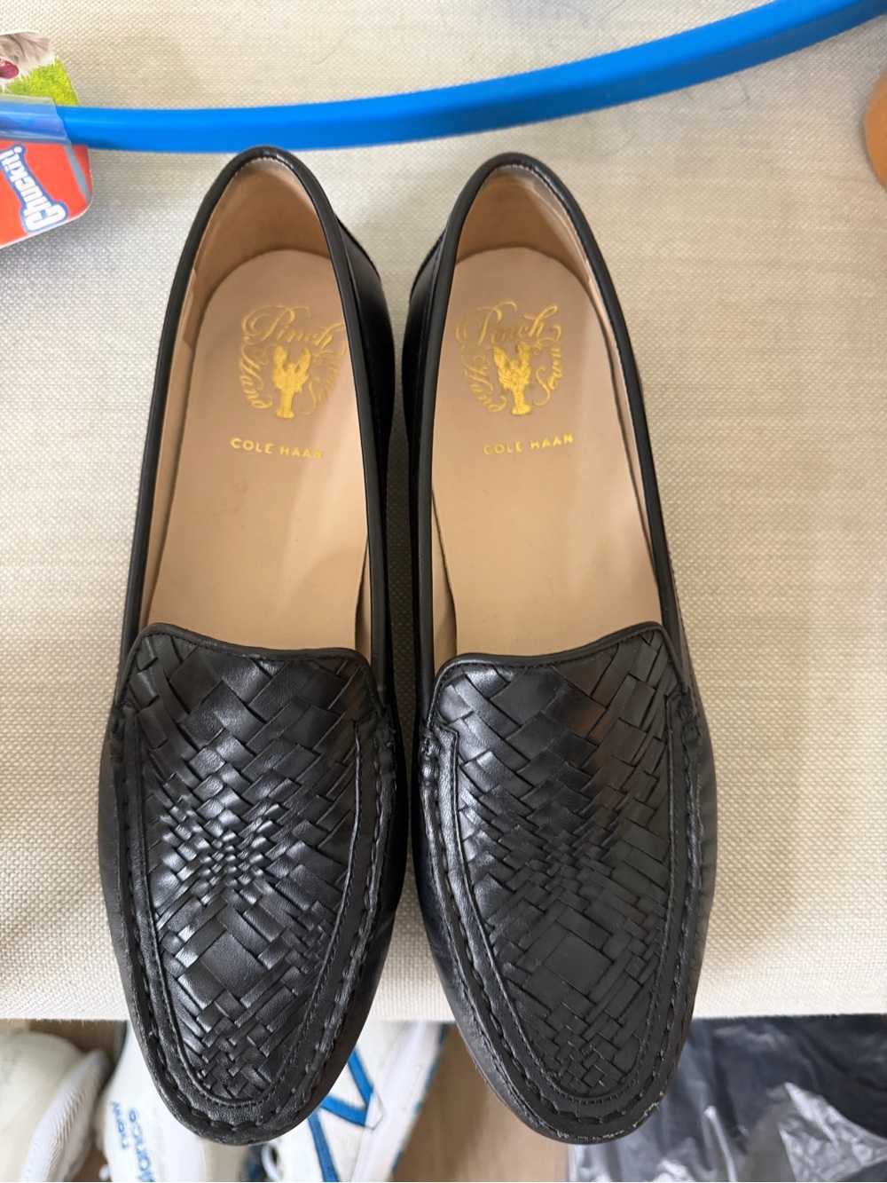Cole Haan Black Woven Leather Slip-On Loafers